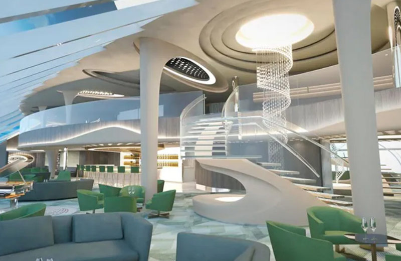 Die futuristische Lounge im MSC Yacht Club