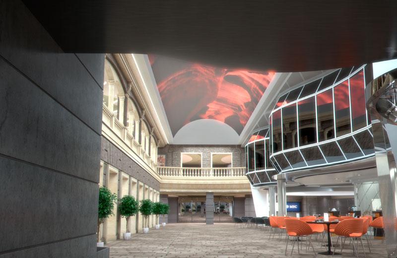 MSC Bellissima - die 96 Meter lange Galleria mit animiertem Sternenhimmel